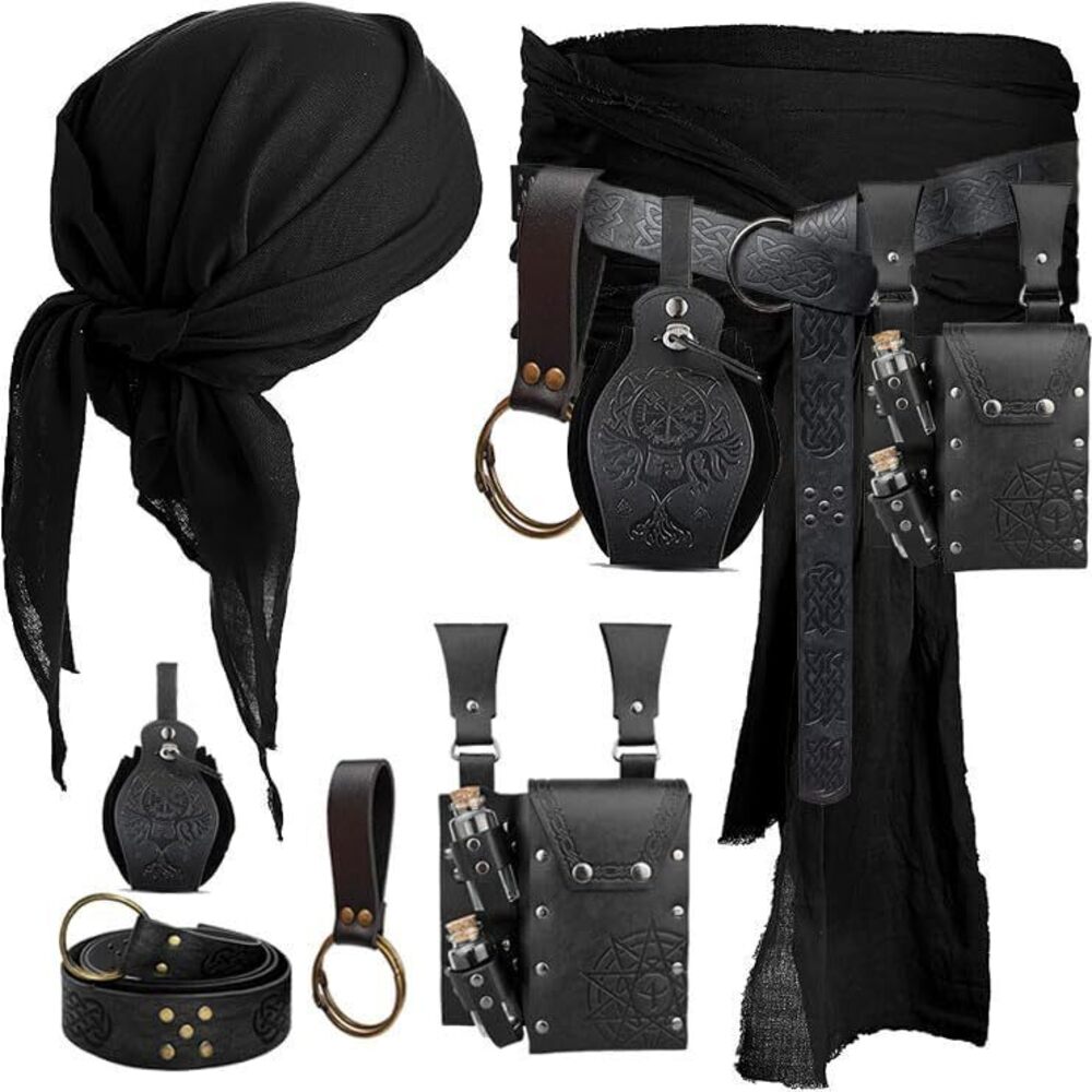 5312 Pirate Costume Pirate Head Scarf Bandanas Belt Waist Sash